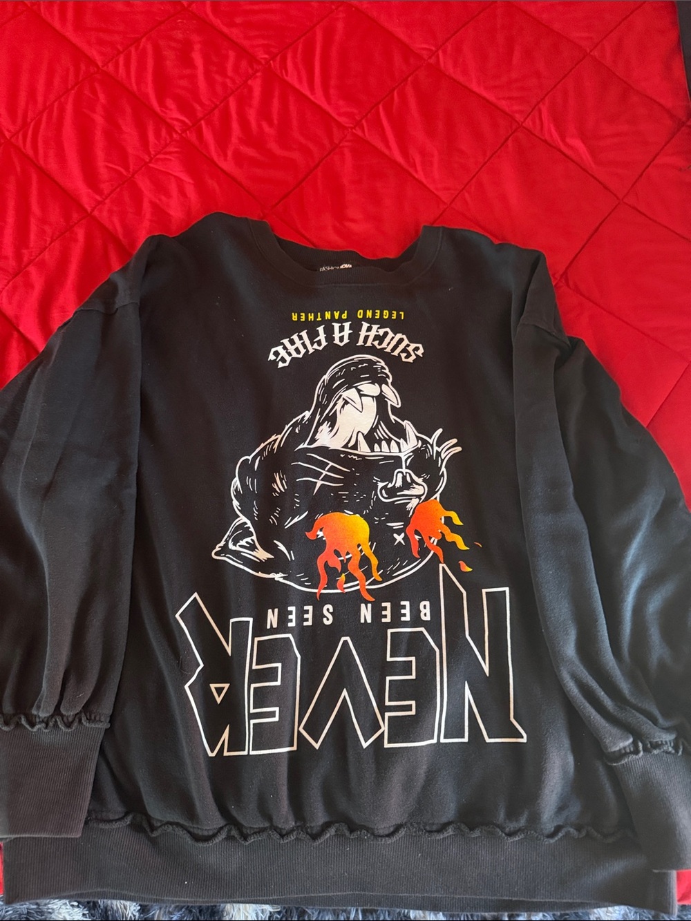 Punk style Graphic womans Sweatshirt with Flame Skull Design Sz xl